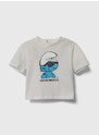 Bavlněné dětské tričko Emporio Armani x The Smurfs béžová barva, s potiskem