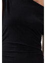 Trendyol Black Fitted Body-Fitted Boat Neck Zero Sleeve Flexible Knitted Knitted Midi Dress