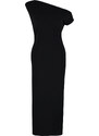 Trendyol Black Fitted Body-Fitted Boat Neck Zero Sleeve Flexible Knitted Knitted Midi Dress