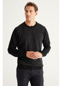 ALTINYILDIZ CLASSICS Men's Black-Anthracite Standard Fit Regular Fit Crew Neck Jacquard Knitwear Sweater