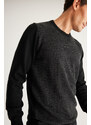 ALTINYILDIZ CLASSICS Men's Black-Anthracite Standard Fit Regular Fit Crew Neck Jacquard Knitwear Sweater
