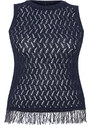 Trendyol Curve Navy Blue Openwork/Perforated Tasseled Knitwear Blouse