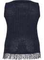 Trendyol Curve Navy Blue Openwork/Perforated Tasseled Knitwear Blouse