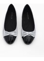 Marjin Women's Bow Detail Ballet Flats Lucif Silver