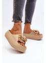 Kesi Dámské pěnové pantofle s mašlí Khaki Salessa