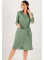 armonika Women's Green Long Shirt Dress