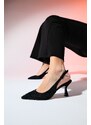 LuviShoes JUAN Women's Black Satin Stone Evening Shoes