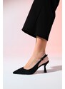 LuviShoes JUAN Women's Black Satin Stone Evening Shoes