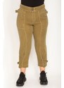 Şans Women's Plus Size Khaki Cargo Cargo Pants with Pockets Epaulettes