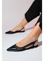 LuviShoes STEPHEN Women's Black Pointed Toe Flat Sandals