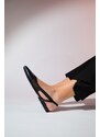 LuviShoes STEPHEN Women's Black Pointed Toe Flat Sandals