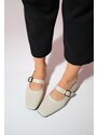 LuviShoes BLUFF Women's Beige Skin Flat Toe Flat Shoes