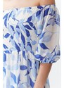 Trendyol Blue Floral Skater Chiffon Maxi Woven Dress