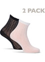 Tamaris Černo-bílé ažurové ponožky 99644 - dvojbalení