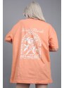 Madmext Orange Printed Oversized T-Shirt