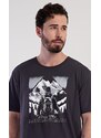 Cool Comics Pánská noční košile s krátkým rukávem Mountain - tmavě šedá