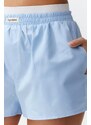 Trendyol Blue Cotton Elastic and Label Detail Woven Pajama Bottom