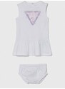 Dětské bavlněné šaty Guess bílá barva, mini