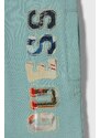Dětské bavlněné šortky Guess tyrkysová barva, nastavitelný pas