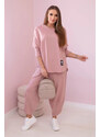 K-Fashion Bavlněná mikina kalhoty set tmavě růžová