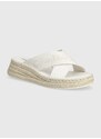 Pantofle Calvin Klein Jeans SPORTY WEDGE ROPE SANDAL MR dámské, bílá barva, na klínku, YW0YW01364