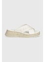 Pantofle Calvin Klein Jeans SPORTY WEDGE ROPE SANDAL MR dámské, bílá barva, na klínku, YW0YW01364