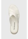 Pantofle Calvin Klein Jeans SPORTY WEDGE ROPE SANDAL MR dámské, bílá barva, na klínku, YW0YW01364
