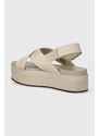 Sandály Calvin Klein Jeans FLATFORM SANDAL SLING IN MR dámské, béžová barva, na platformě, YW0YW01362