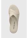 Pantofle Calvin Klein Jeans SPORTY WEDGE ROPE SANDAL MR dámské, béžová barva, na klínku, YW0YW01364