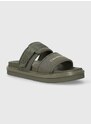 Pantofle Calvin Klein Jeans DOUBLE BAR SANDAL WB IN BR pánské, zelená barva, YM0YM00946