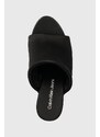 Pantofle Calvin Klein Jeans WEDGE SANDAL SAT NYL DC dámské, černá barva, na klínku, YW0YW01359