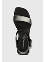 Sandály Calvin Klein Jeans WEDGE BLOCK SANDAL METALLIC DC černá barva, YW0YW01366