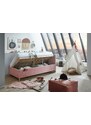 Růžová manšestrová postel Meise Möbel Cool 140 x 200 cm s úložným prostorem