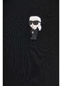 Mikina Karl Lagerfeld pánská, černá barva, s kapucí, s potiskem