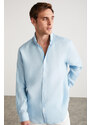 GRIMELANGE Brice Men's 100% Linen Flowy Light Blue Shirt