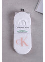 Calvin Klein Dámské růžovo-bílé balerínkové ponožky Footie High-Cut Logo - dvojbalení