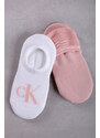Calvin Klein Dámské růžovo-bílé balerínkové ponožky Footie High-Cut Logo - dvojbalení