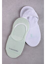 Calvin Klein Dámské mátově bílé balerínkové ponožky Footie Mid-Cut - dvojbalení