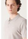 Avva Men's Stone 100% Egyptian Cotton Standard Fit Normal Cut 3 Button Polo Neck T-shirt