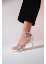 LuviShoes LAREDO Women's Pearl Skin Stone Platform Heel Evening Dress Shoes