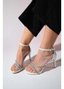 LuviShoes LAREDO Women's Pearl Skin Stone Platform Heel Evening Dress Shoes