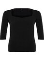 Trendyol Curve Black Heart Collar Body-Sitting Knitted Blouse