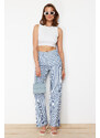 Trendyol Blue Striped High Waist Extra Wide Leg Jeans