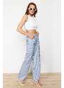 Trendyol Blue Striped High Waist Extra Wide Leg Jeans