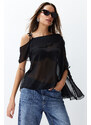 Trendyol Black Sheer Chiffon Woven Blouse