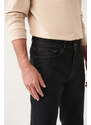 Avva Men's Black Straight Washed Flexible Slim Fit Slim Fit Jeans