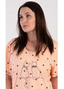 Vienetta Dámská noční košile s krátkým rukávem Kočky - meruňková