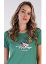Vienetta Dámská noční košile s krátkým rukávem Beautiful - smaragdová