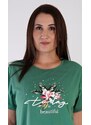 Vienetta Dámská noční košile s krátkým rukávem Today is bautiful - smaragdová