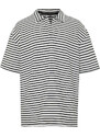 Trendyol Ecru Oversize/Wide Cut Limited Edition Striped Textured Polo Collar T-shirt